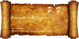 Parsch Fóris névjegykártya